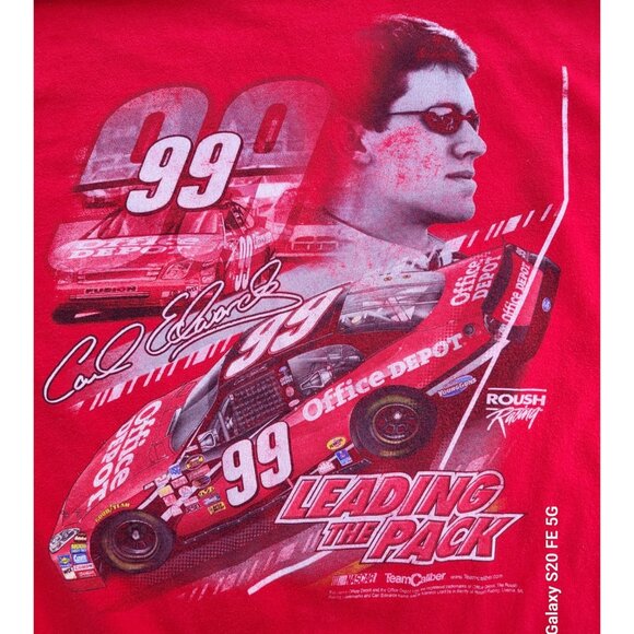Vintage Carl Edwards 99 NASCAR Racing Office Depot XL Double Side Roush Red - Picture 1 of 8